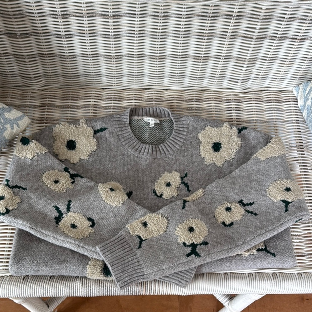 Floral Gray Sweater